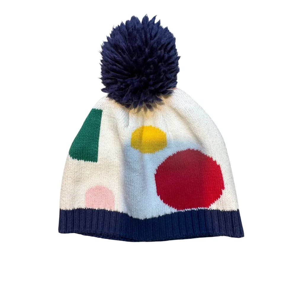 Hanna Andersson Colorful‎ Knit Pom Beanie Kids Medium Winter Hat Geometric